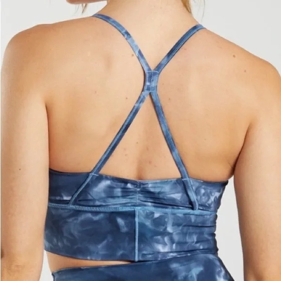 Gymshark Elevate Longline Sports Bra in Lakeside Blue Spray Dye ~ Size Small - Picture 7 of 7